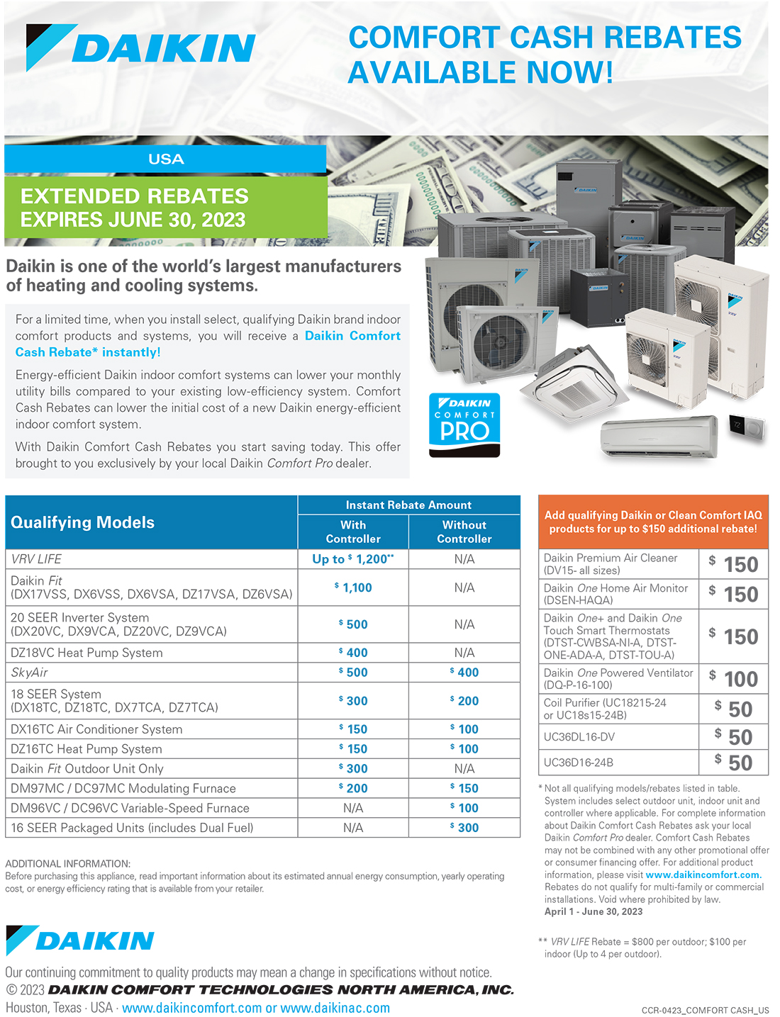 Comfort Cash Rebates